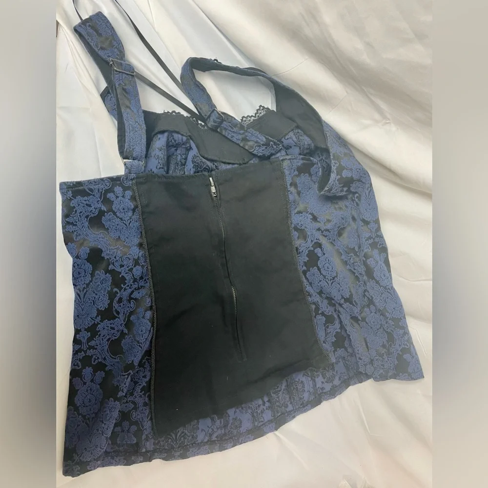 Vintage tripp 2x Victorian corset in blue and black vintage torrid plus size - Picture 2 of 10